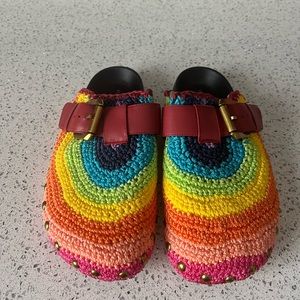 Kurt Geiger Rainbow Crochet Clogs size 39